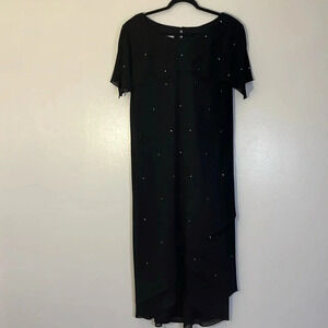 Patra | Long black sheer overlay dress w/rhinestones Women’s size 20 evening